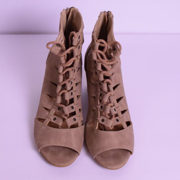 Rampage Women's Chunky Block Heel Lace Up Open Toe Gladiator Sandals - Size 8.5M - Picture 3 of 10